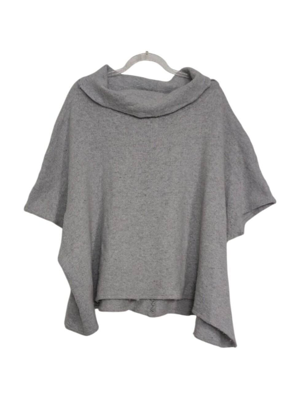 Bryn Walker Boxy Turtleneck Womens Size Small Gray Wool Lagenlook Short Sleeve